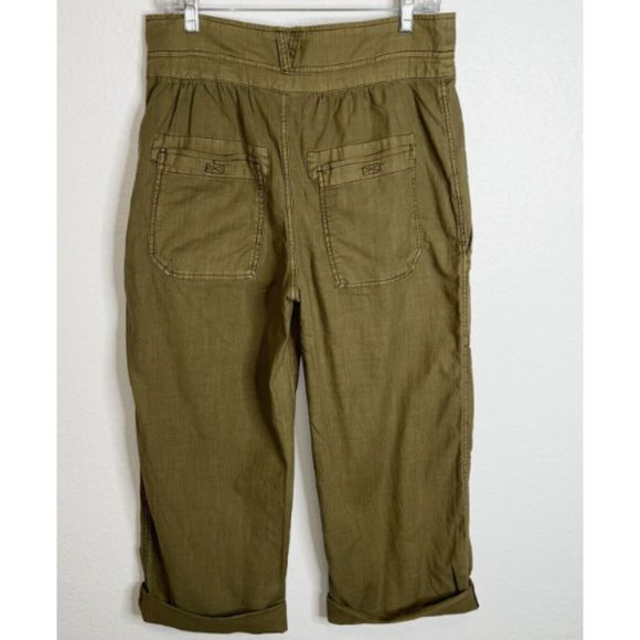 Free People Green Cargo Wide Leg Cropped Cuffed Hem Pants 0 - Picture 2 of 12